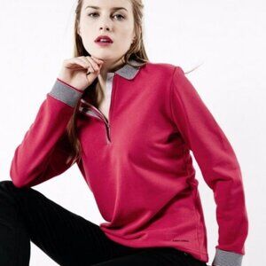 SAINT JAMES Donna 1/4 Zip Polo Terry Knit Top Size 8